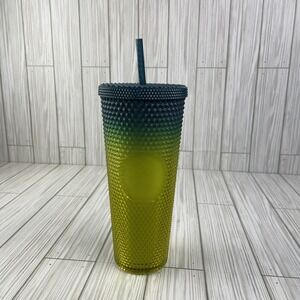 Starbucks‎ 2023 Green/Yellow Ombre Studded Tumbler Cold Cup 24 oz Venti
